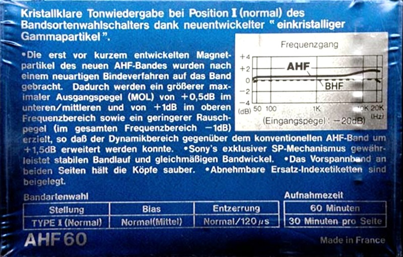 Compact Cassette: Sony  - AHF 60