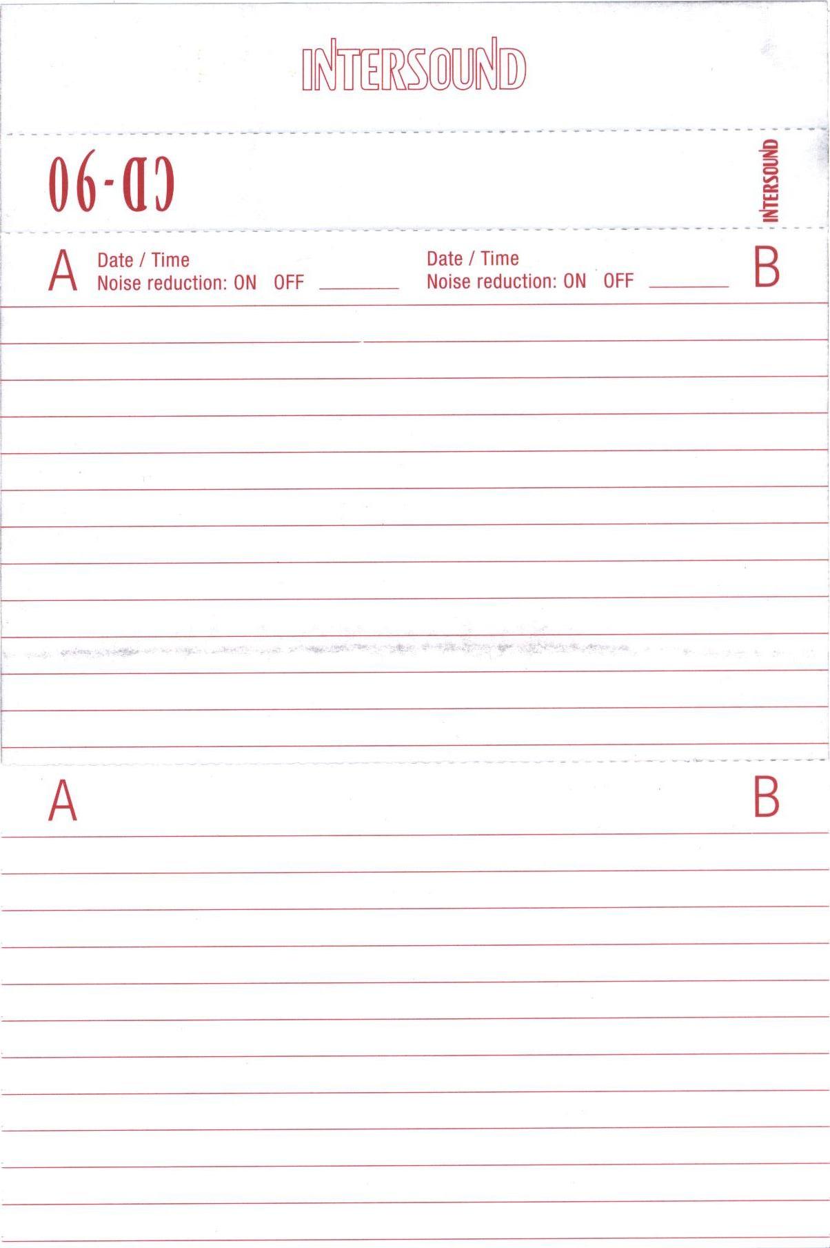 Compact Cassette Intersound CD 90 Type I Normal 1990 Europe