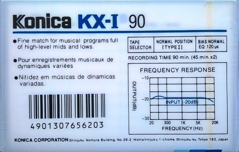 Compact Cassette Konica KX-I 90 Type I Normal 1987 Europe