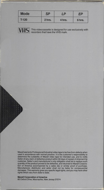 VHS, Video Home System Maxell P/I Plus 120 Type II Chrome USA