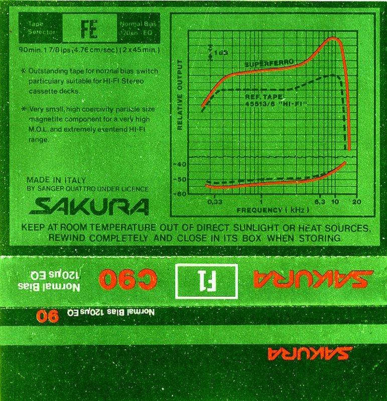 Compact Cassette Sakura F1 90 Type I Normal 1977 Italy