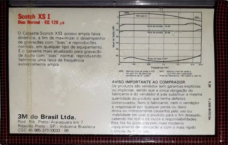Compact Cassette Scotch XS I 60 Type I Normal 1982 Brazil