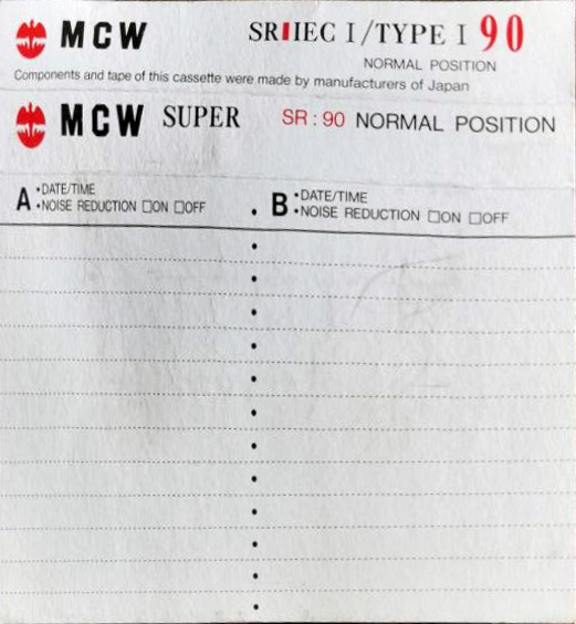 Compact Cassette MCW SR 90 Type I Normal 1990 Russia