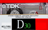 Compact Cassette TDK D 30 Type I Normal 1988 Australia, Europe