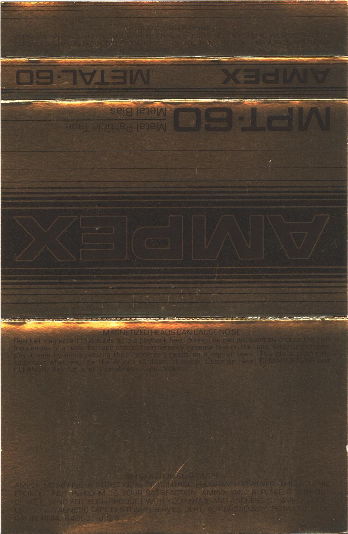 Compact Cassette Ampex MPT 60 Type IV Metal 1980 USA