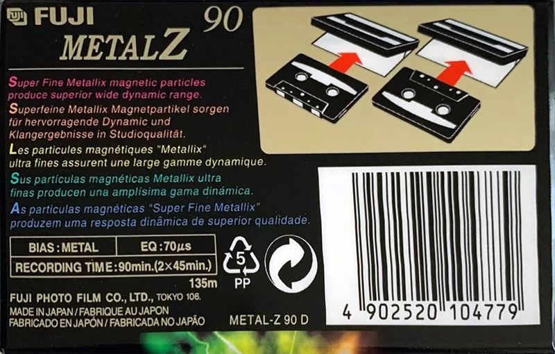 Compact Cassette Fuji Metal Z 90 Type IV Metal 1998 Europe