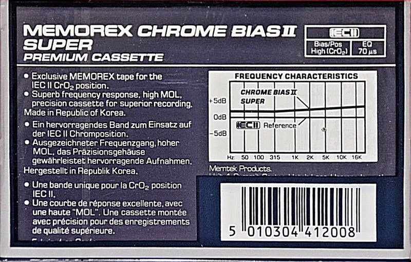 Compact Cassette Memorex CRX  II 90 Type II Chrome 1987 Europe