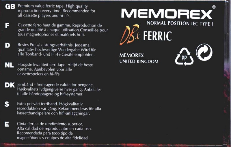 Compact Cassette Memorex DB x 60 Type I Normal 1995 UK