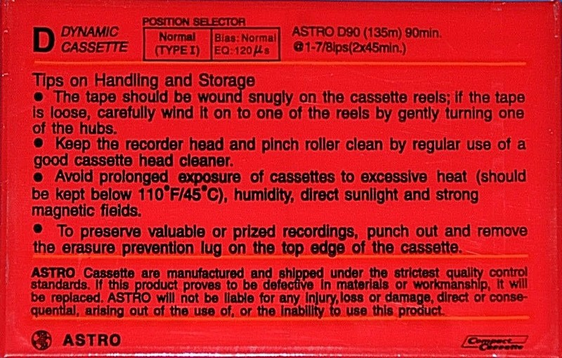 Compact Cassette: Unknown Astro -  90