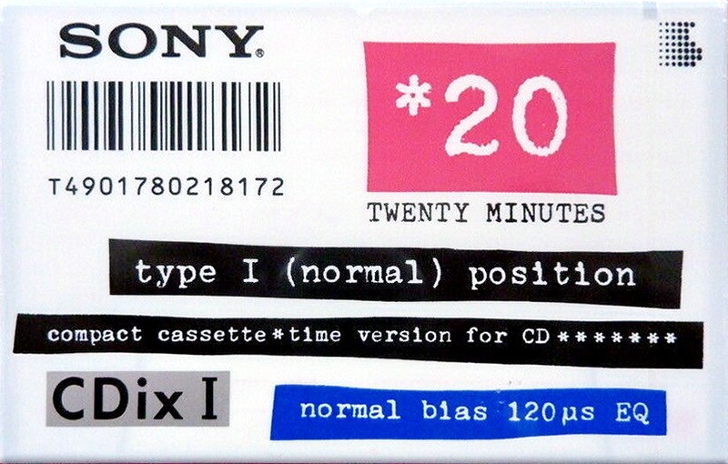 Compact Cassette Sony CDix I 20 "C-20CDX1a" Type I Normal 1992 Japan