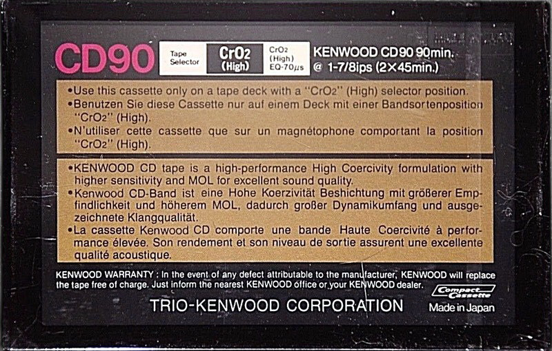 Compact Cassette:  Kenwood - CD 90