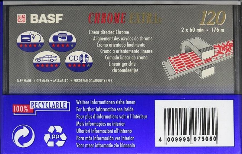Compact Cassette BASF Chrome Extra II 120 Type II Chrome 1993 Europe