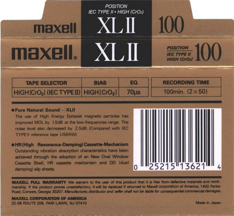 Compact Cassette: Maxell / Hitachi Maxell - XLII 100