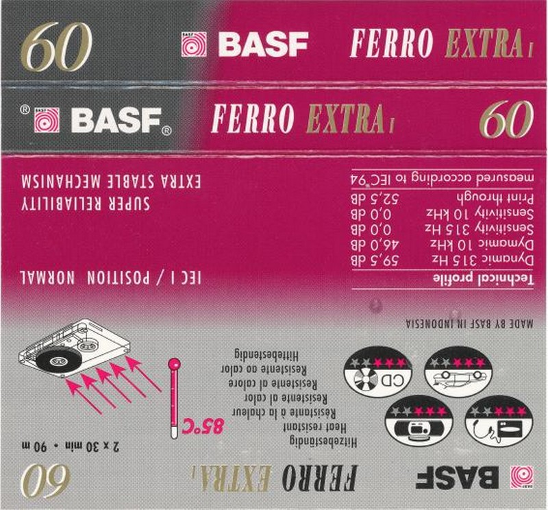 Compact Cassette BASF Ferro Extra I 60 Type I Normal 1993 Worldwide