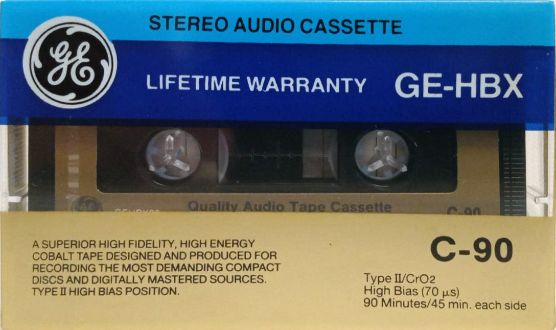 Compact Cassette GE / General Electric GE-HBX 90 Type II Chrome 1988 USA