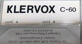 Compact Cassette LME KLERVOX 60 Type I Normal France