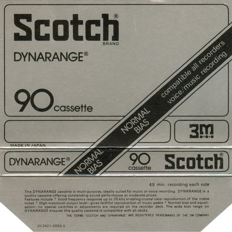 Compact Cassette Scotch Dynarange 90 Type I Normal 1979 USA