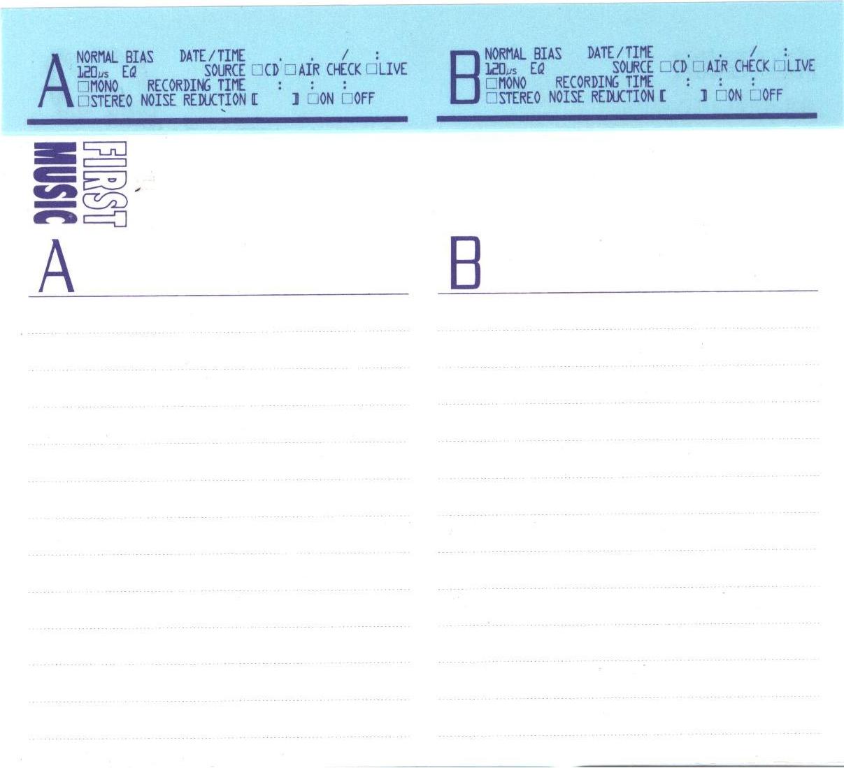 Compact Cassette First Music SG 120 Type I Normal 1996 Japan
