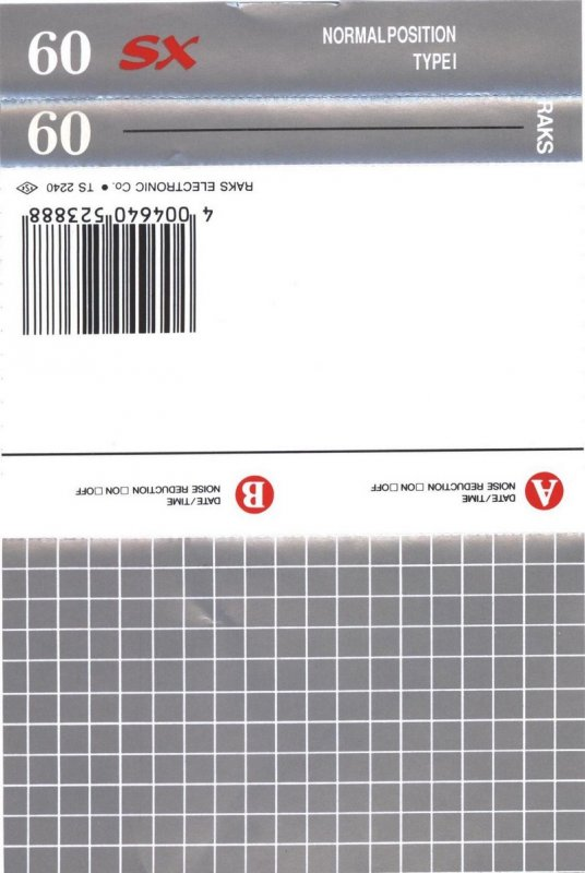 Compact Cassette RAKS SX 60 Type I Normal 1990 Europe