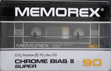 Compact Cassette Memorex Chrome Bias II Super 90 Type II Chrome 1985 USA