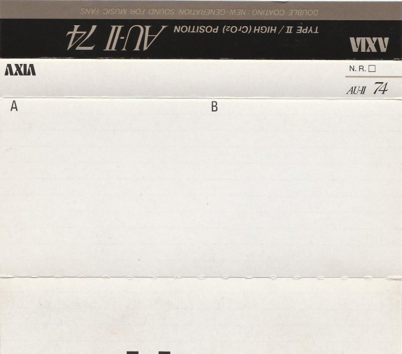 Compact Cassette AXIA AU-II 74 Type II Chrome 1991 Japan