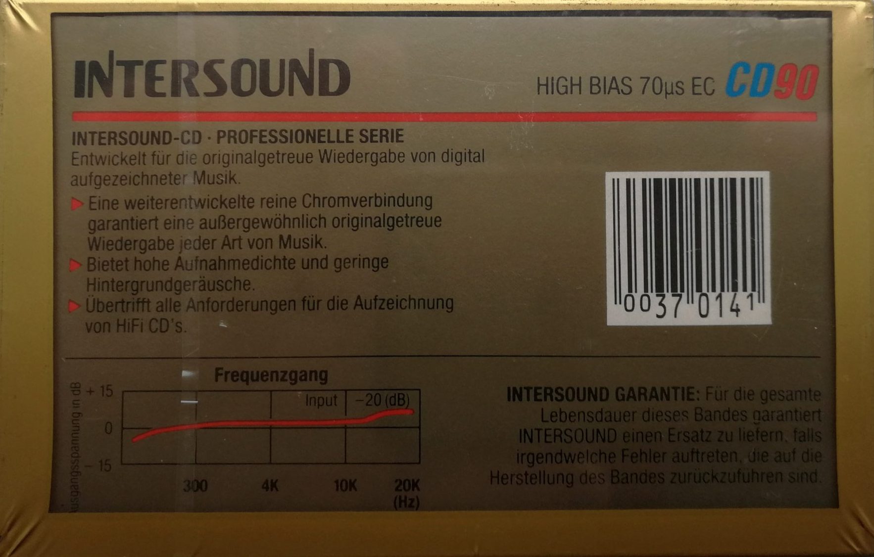 Compact Cassette Intersound CD 90 Type II Chrome 1989 Europe