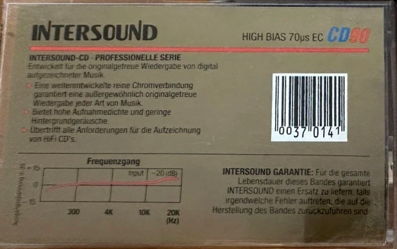 Compact Cassette Intersound CD 90 Type II Chrome 1989 Europe