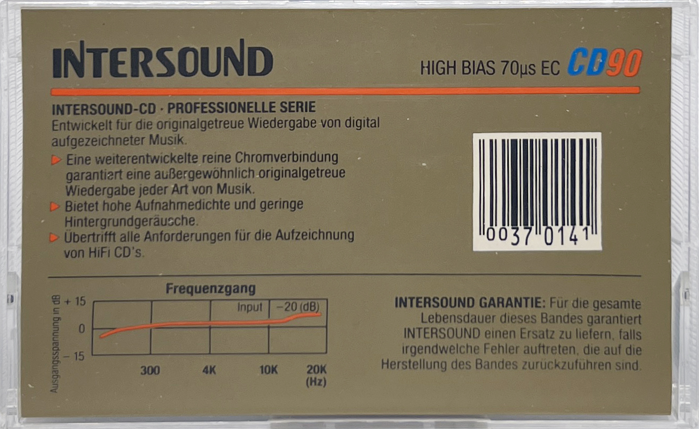 Compact Cassette Intersound CD 90 Type II Chrome 1989 Europe