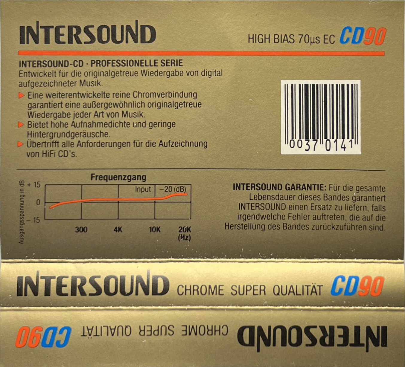 Compact Cassette Intersound CD 90 Type II Chrome 1989 Europe