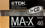 Compact Cassette TDK MA-X 46 "MA-X46G" Type IV Metal 1987 Japan