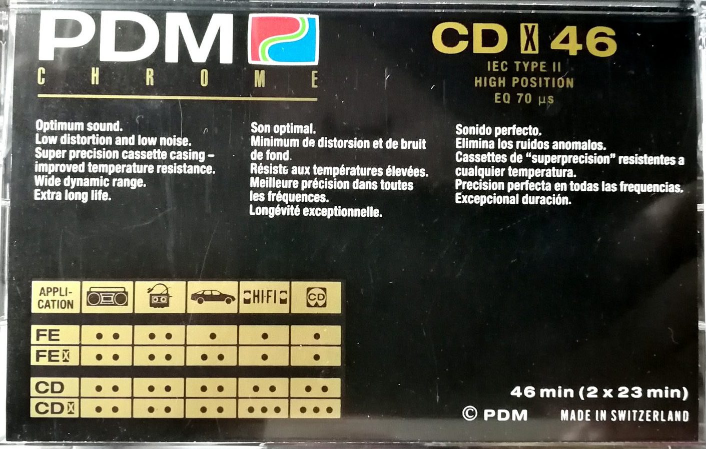 Compact Cassette PDM CD X 46 Type II Chrome 1990 Europe