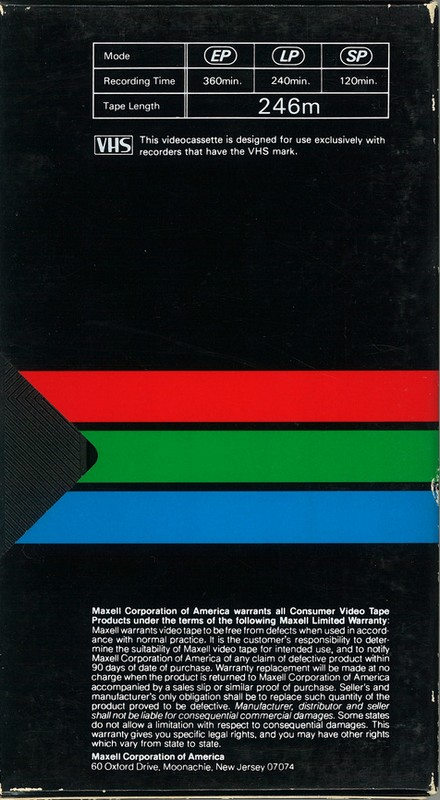 VHS, Video Home System Maxell HGX 120 "T-120HGX" Type II Chrome 1983 USA