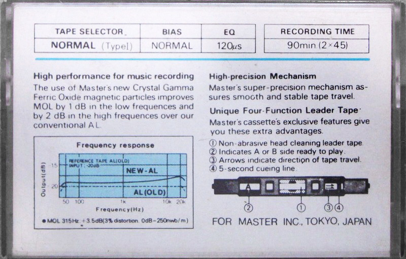 Compact Cassette Master 90 Type I Normal Japan