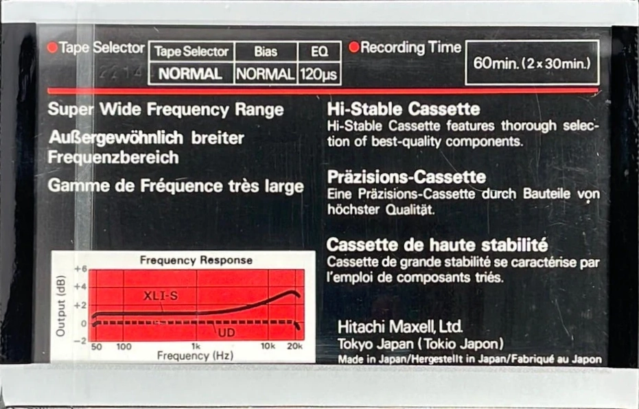 Compact Cassette Maxell XLI-S 60 Type I Normal 1980 Europe