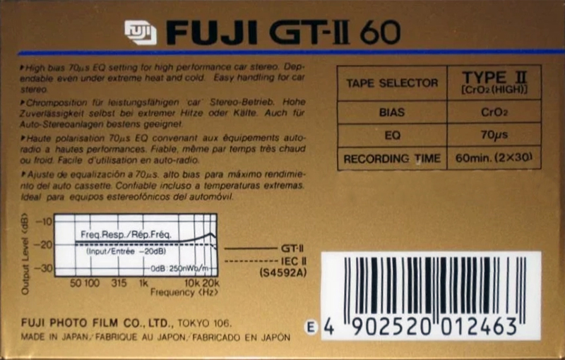 Compact Cassette Fuji GT-II 60 Type II Chrome 1984 Europe