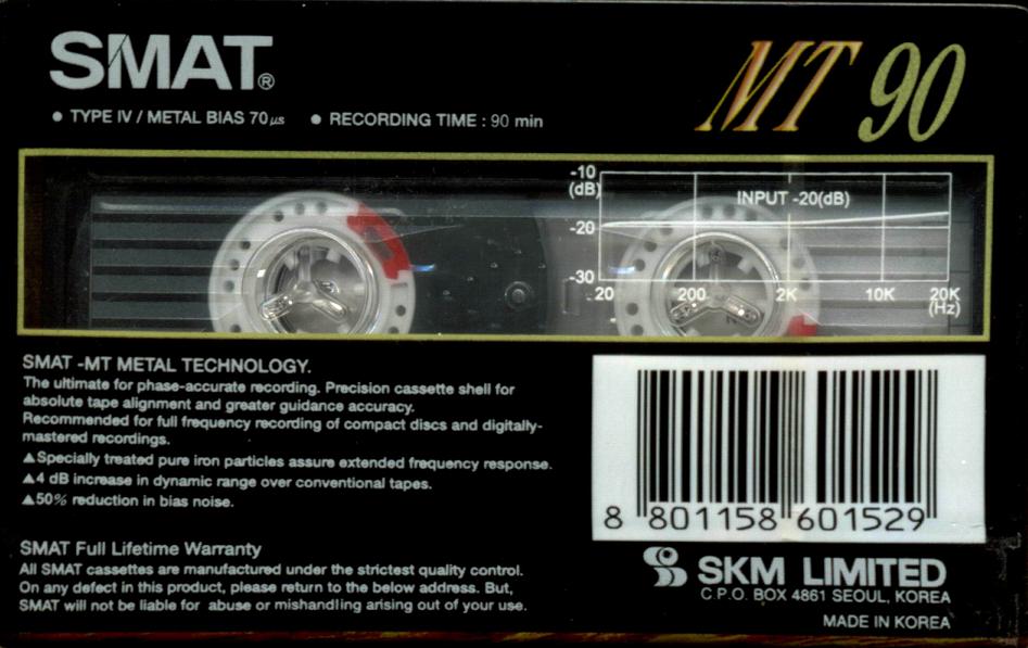 Compact Cassette Smat MT 90 Type IV Metal 1994 South Korea