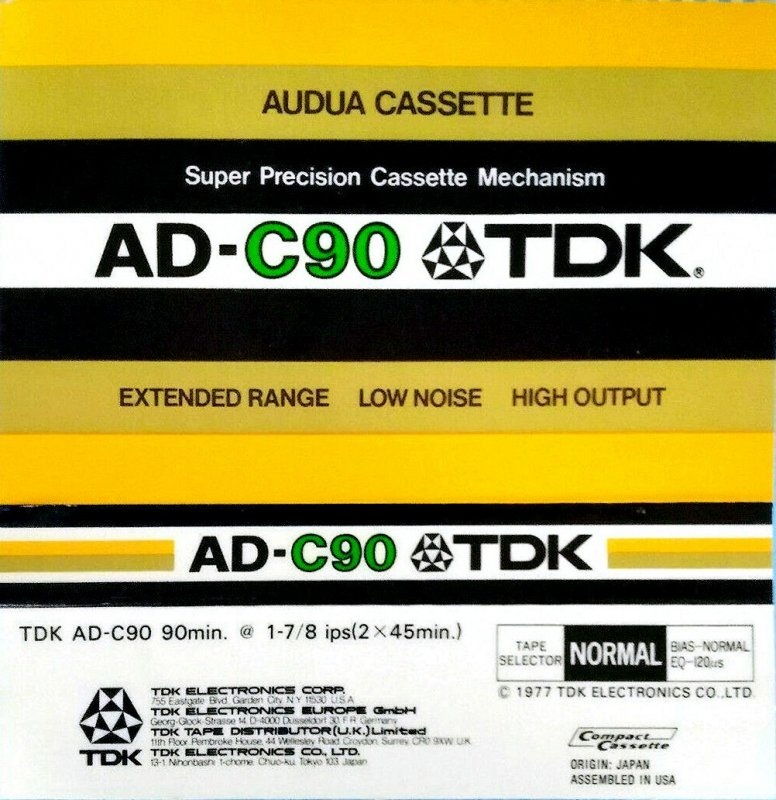 Compact Cassette TDK Audua 90 Type I Normal 1977 Europe, USA