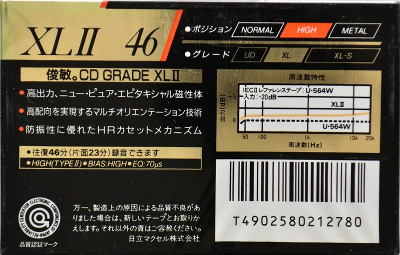 Compact Cassette Maxell XLII 46 Type II Chrome 1990 Japan