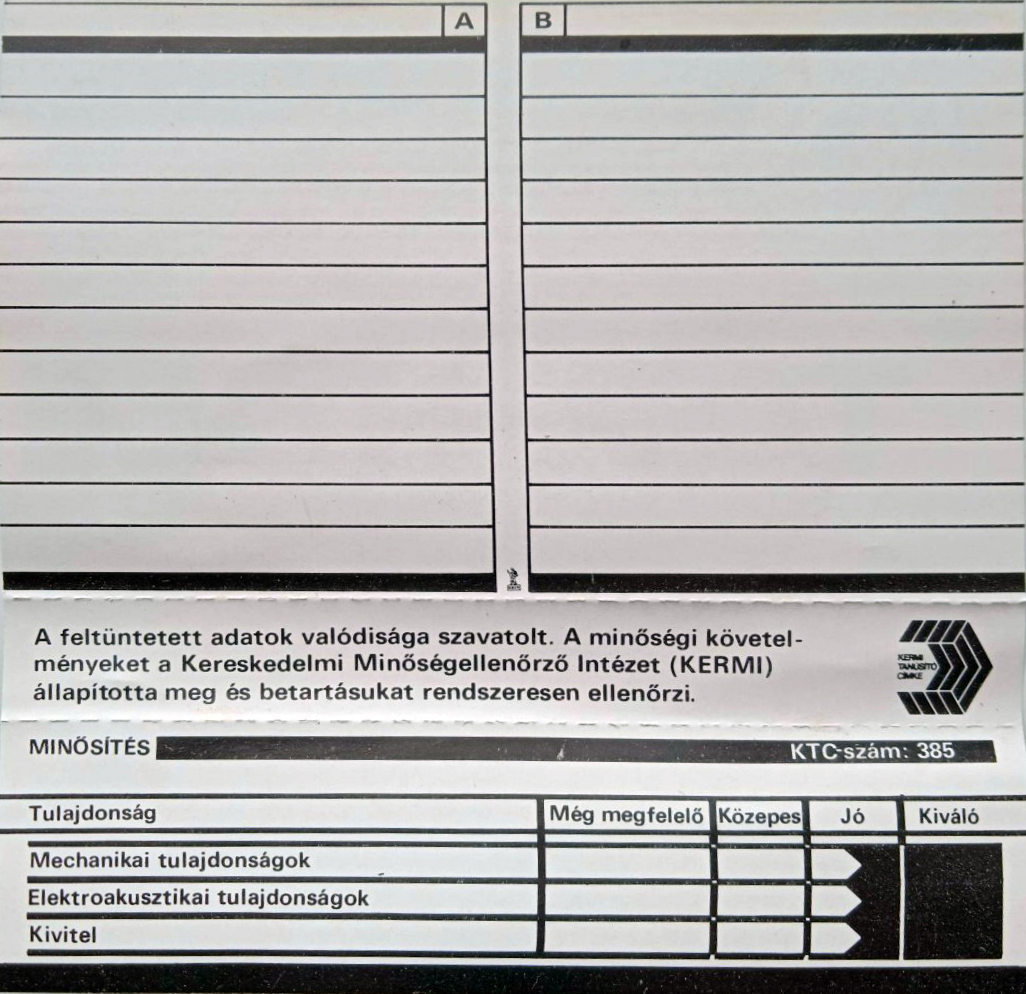 Compact Cassette Top-Hole 60 "red" Type I Normal 1982 Hungary