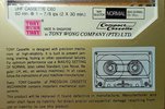 Compact Cassette Tony UHF 60 "by Tony Wong Company (PTE) LTD." Type I Normal 1986 Singapore