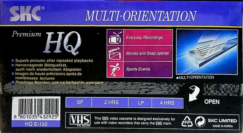VHS, Video Home System SKC Premium HQ 120 "PHQ E-120" Type I Normal Europe