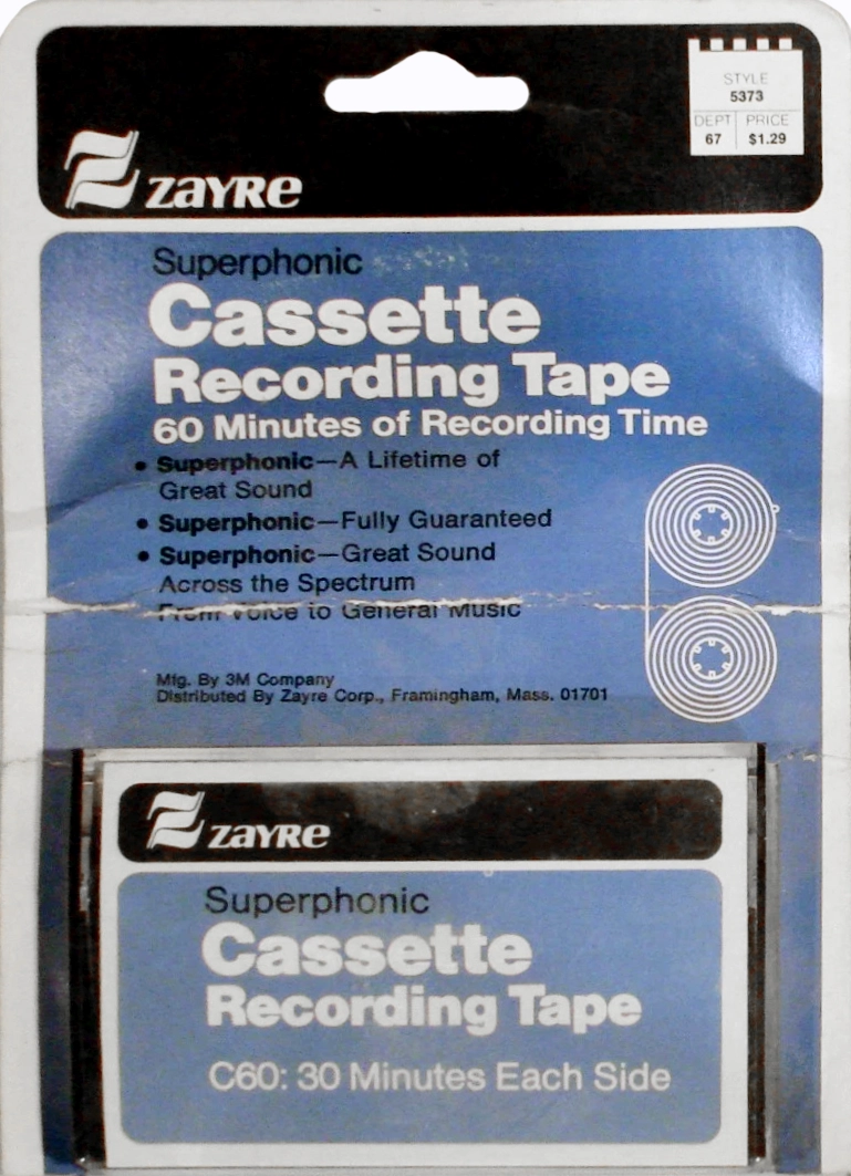 Blister Zayre Superphonic 60 Type I Normal 1974 USA