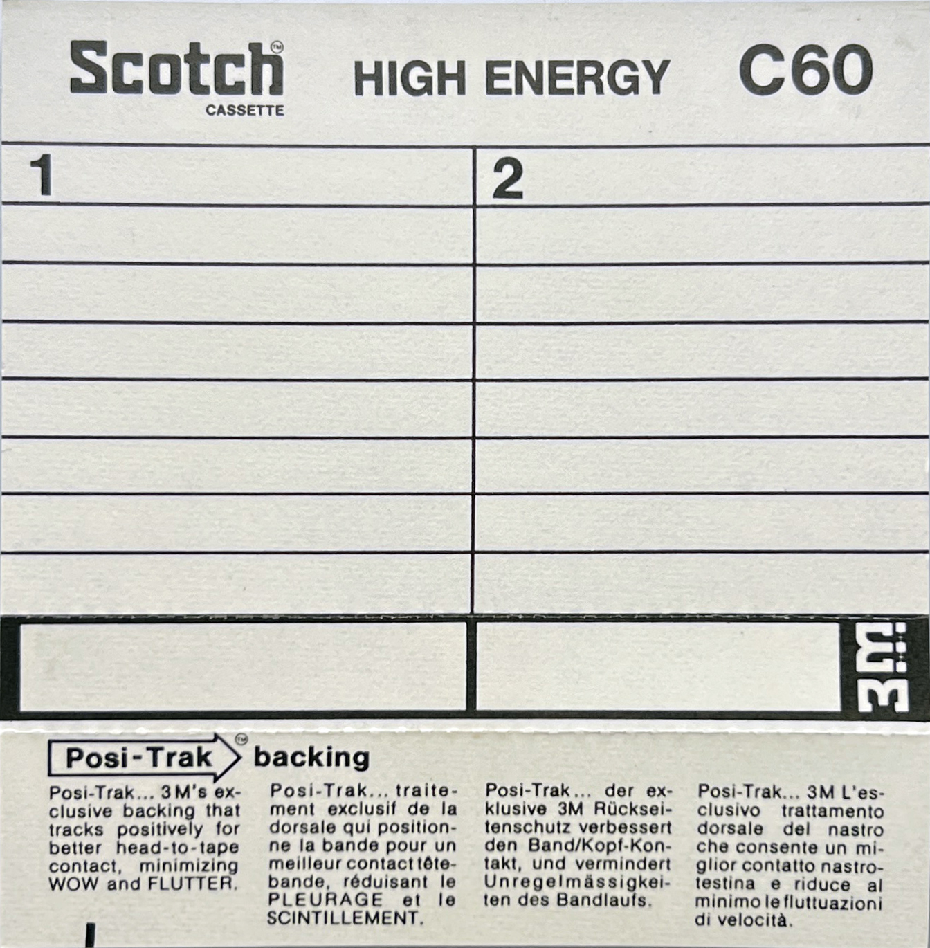 Compact Cassette Scotch High Energy 60 Type I Normal 1975 Europe
