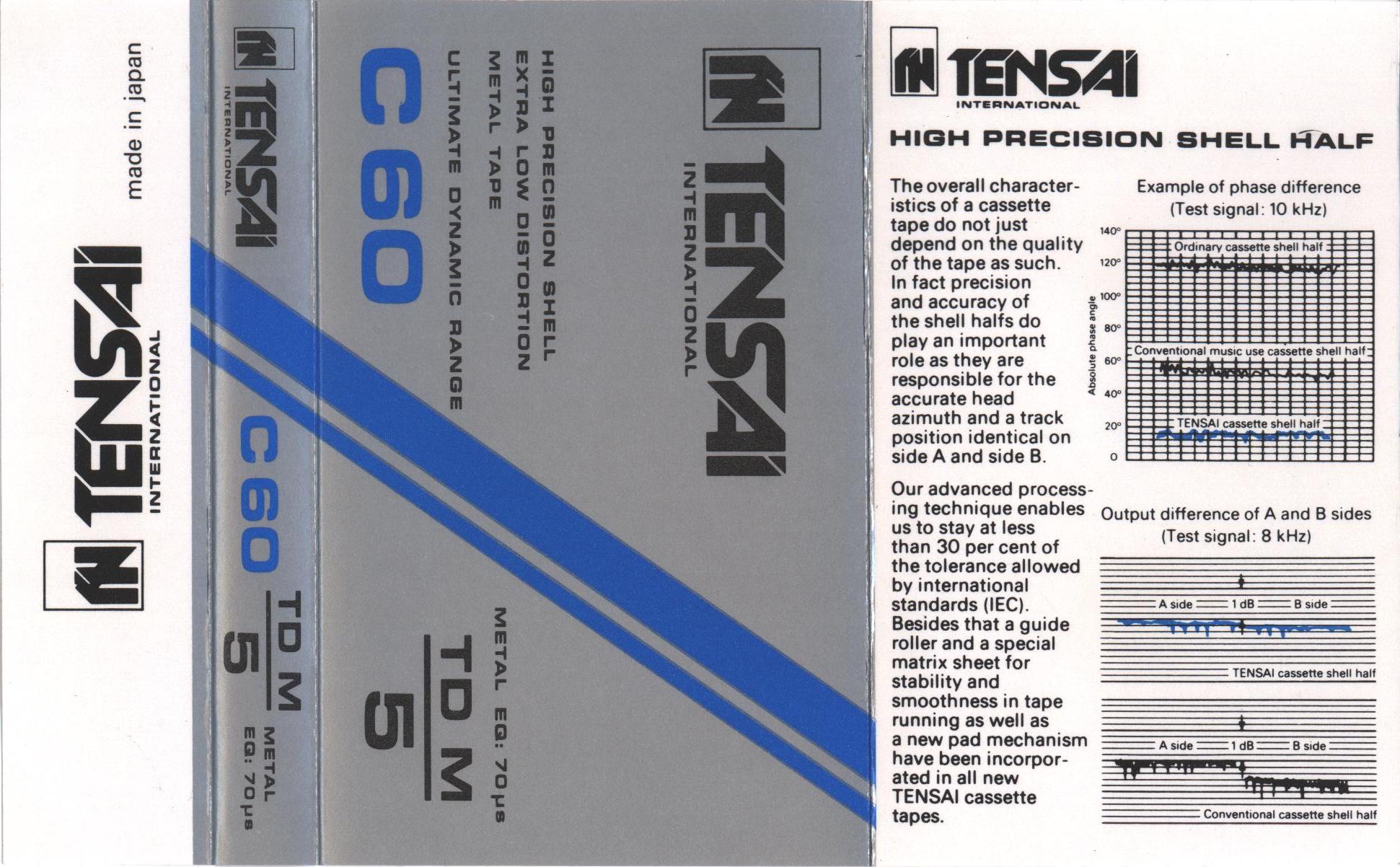 Compact Cassette Tensai TD M 5 60 Type IV Metal 1981 Europe