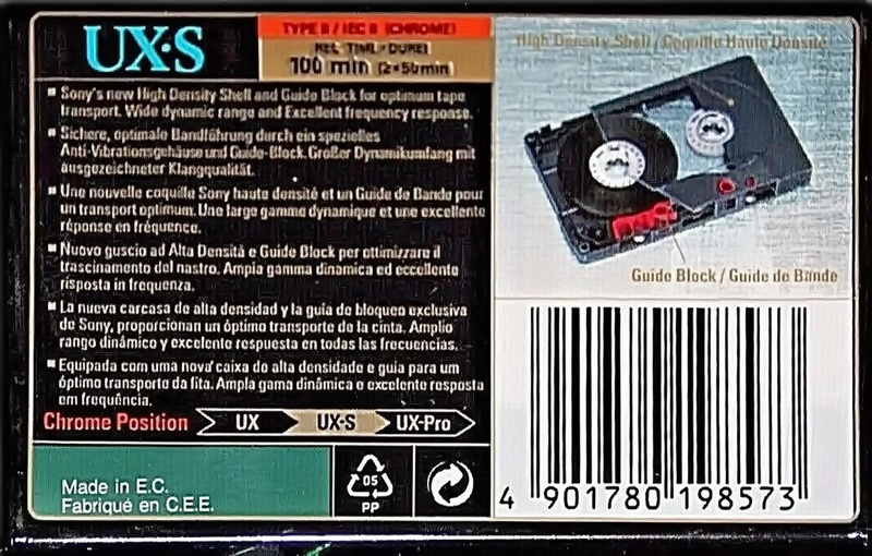 Compact Cassette Sony UX-S 100 Type II Chrome 1996 Europe