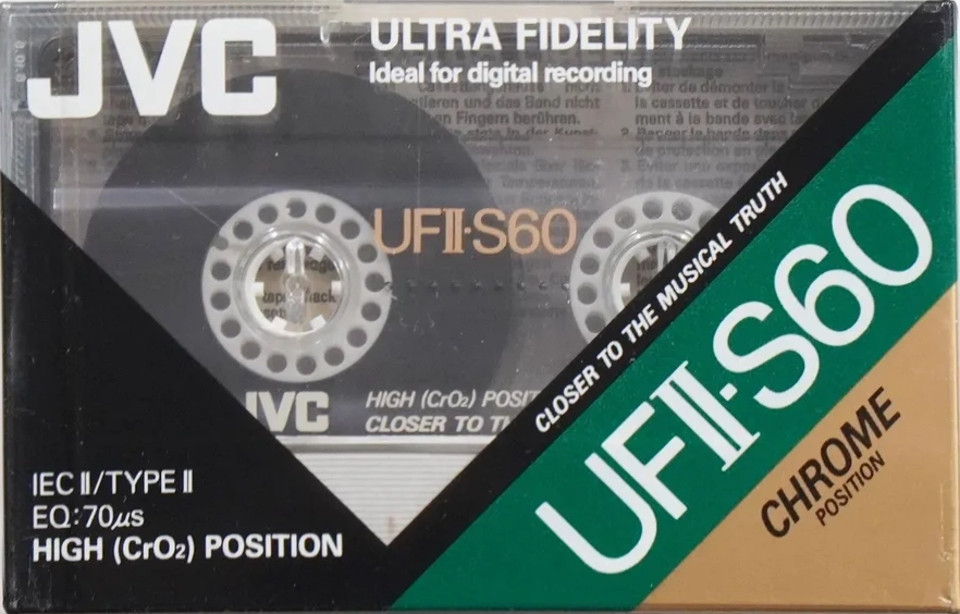 Compact Cassette JVC UFII-S 60 "UF2-S60E" Type II Chrome 1990 North America