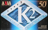 Compact Cassette AXIA K2 50 "K2C 50" Type II Chrome 1997 Japan