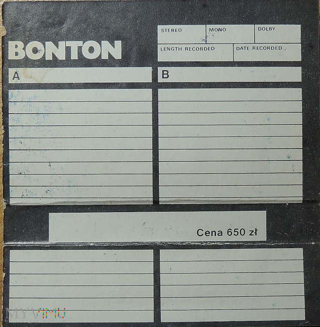 Compact Cassette Bonton EVA 60 "Yellow" Type I Normal Poland