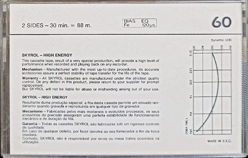 Compact Cassette Skyrol 60 Type I Normal Europe