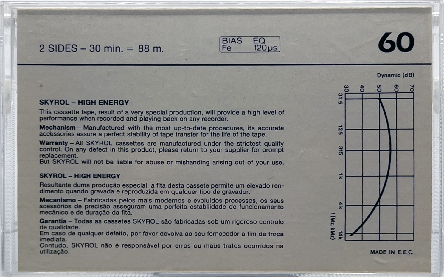 Compact Cassette Skyrol 60 Type I Normal Europe